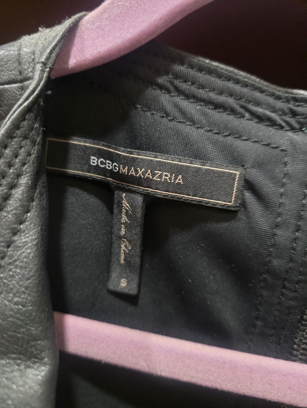 BCBGMaxAzria Black Faux Leather Wrap-Style Mini Dress - Picture 3 of 5